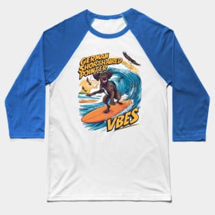 German Shorthaired Pointer Catching Big Wave Baseball T-Shirt
